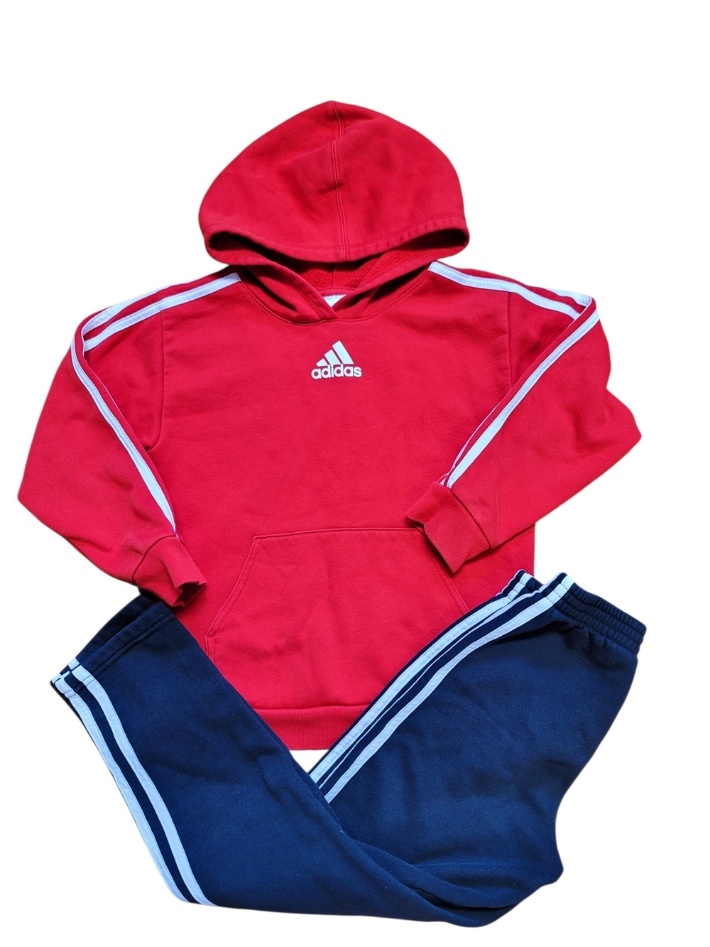 Adidas Red Hoodie and Black Joggers Kids Set 7y